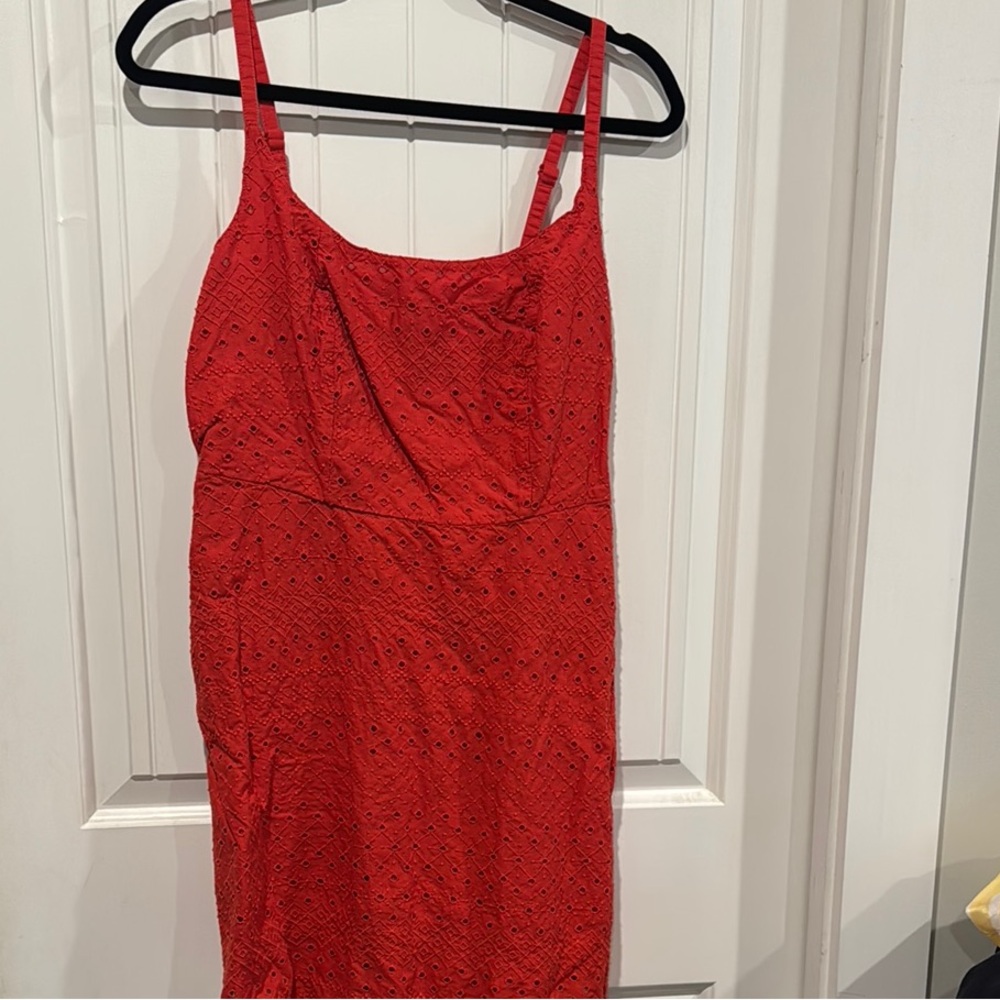 Red Eyelet Spaghetti-Strap Women’s Dress